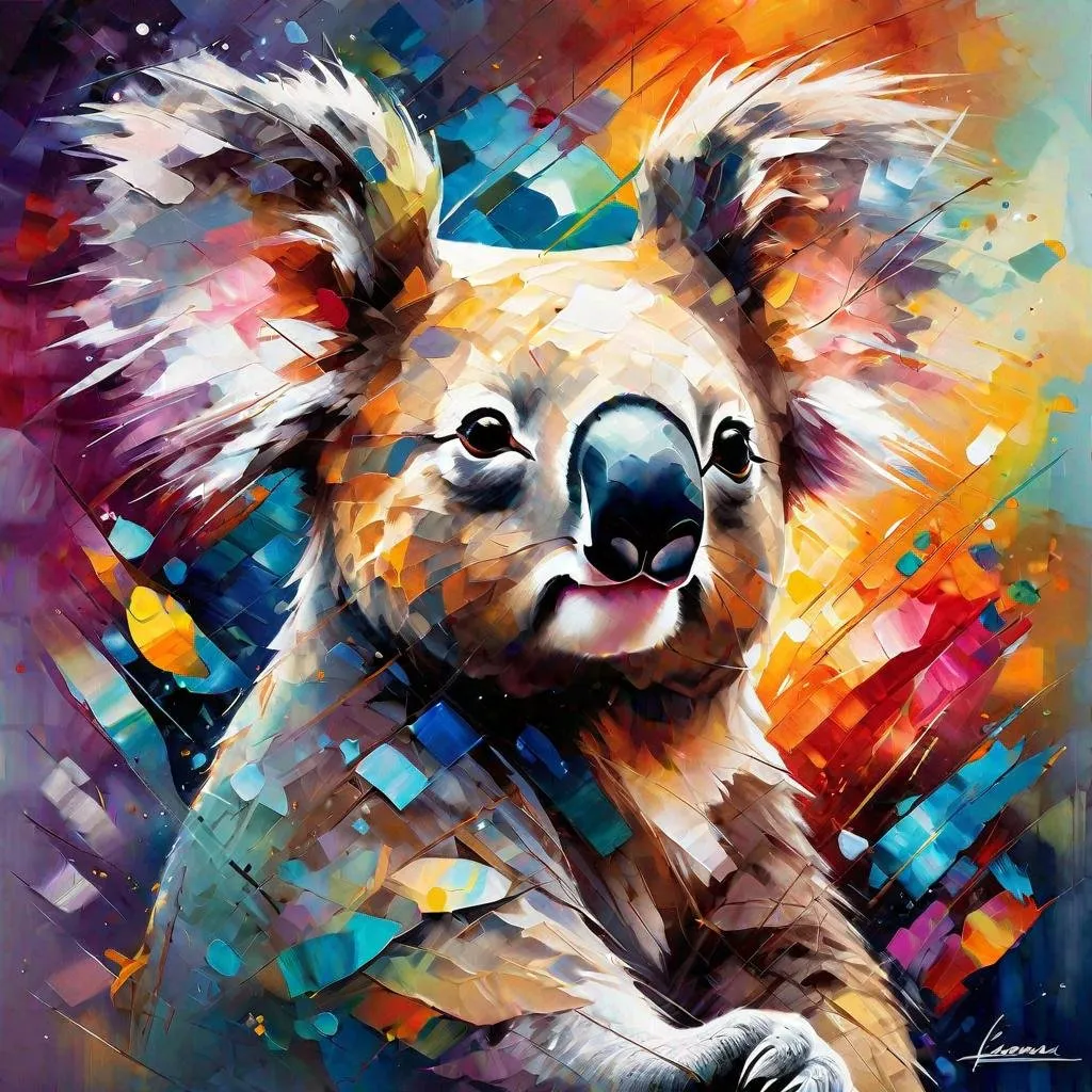 Prompt: Splendid portrait of a KOALA !! :: breathtaking cover art by Leonid Afremov, Brian Kesinger, Alena Aenami, Erin Hanson, Jean Baptiste Monge, insanely detailed, triadic color