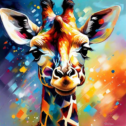 Prompt: Splendid portrait of A baby giraffe l! :: breathtaking cover art by Leonid Afremov, Brian Kesinger, Alena Aenami, Erin Hanson, Jean Baptiste Monge, insanely detailed, triadic color