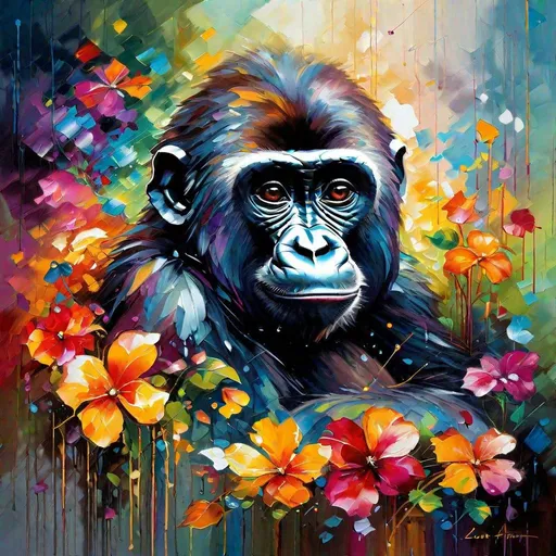 Prompt: Splendid portrait of A baby gorilla l! :: breathtaking cover art by Leonid Afremov, Brian Kesinger, Alena Aenami, Erin Hanson, Jean Baptiste Monge, insanely detailed, triadic color