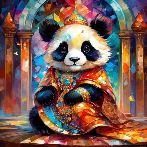 Prompt: Splendid portrait of A baby pandal! :: breathtaking cover art by Leonid Afremov, Brian Kesinger, Alena Aenami, Erin Hanson, Jean Baptiste Monge, insanely detailed, triadic color