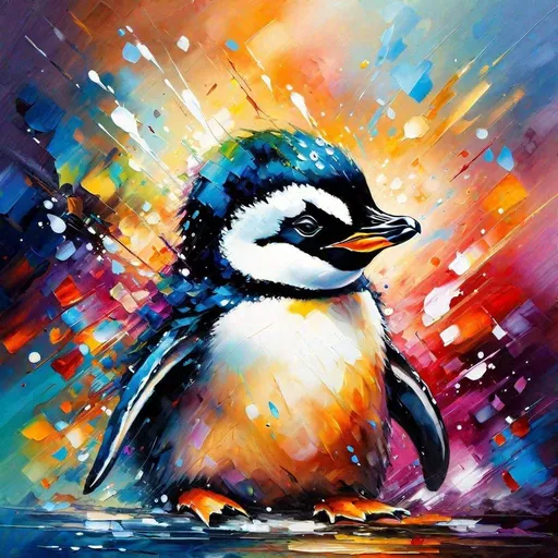 Prompt: Splendid portrait of A baby penguin l! :: breathtaking cover art by Leonid Afremov, Brian Kesinger, Alena Aenami, Erin Hanson, Jean Baptiste Monge, insanely detailed, triadic color