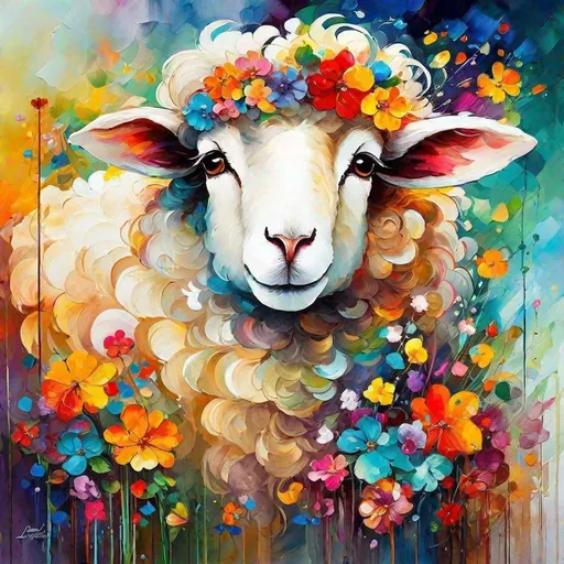 Prompt: Splendid portrait of A sheep breeding l! :: breathtaking cover art by Leonid Afremov, Brian Kesinger, Alena Aenami, Erin Hanson, Jean Baptiste Monge, insanely detailed, triadic color + flower
