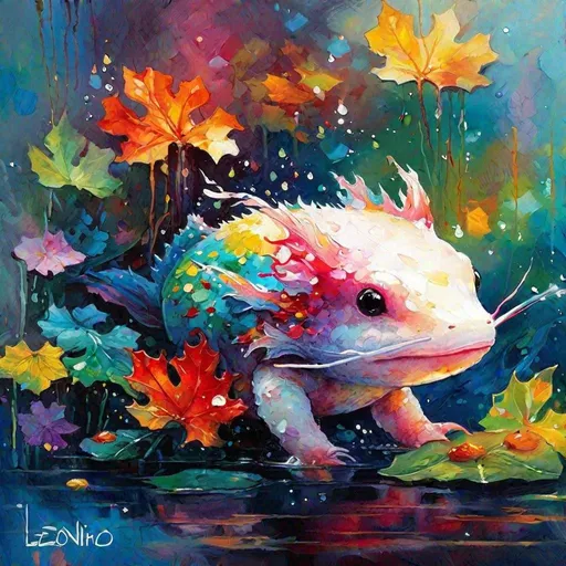 Prompt: Splendid portrait of A baby axolotl l! :: breathtaking cover art by Leonid Afremov, Brian Kesinger, Alena Aenami, Erin Hanson, Jean Baptiste Monge, insanely detailed, triadic color