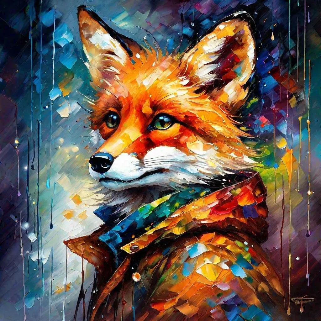 Prompt: Splendid portrait of A baby foxl! :: breathtaking cover art by Leonid Afremov, Brian Kesinger, Alena Aenami, Erin Hanson, Jean Baptiste Monge, insanely detailed, triadic color