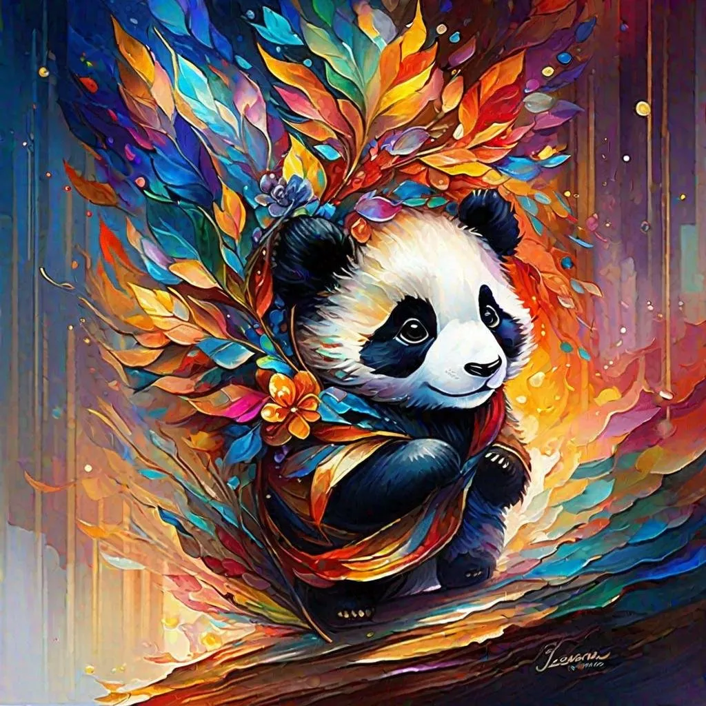 Prompt: Splendid portrait of A baby pandal! :: breathtaking cover art by Leonid Afremov, Brian Kesinger, Alena Aenami, Erin Hanson, Jean Baptiste Monge, insanely detailed, triadic color