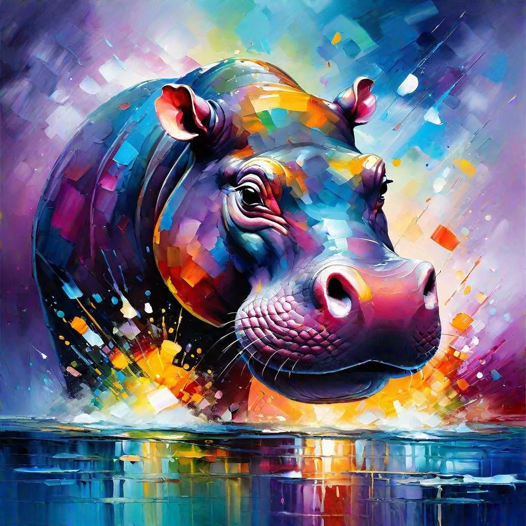 Prompt: Splendid portrait of A baby hippo l! :: breathtaking cover art by Leonid Afremov, Brian Kesinger, Alena Aenami, Erin Hanson, Jean Baptiste Monge, insanely detailed, triadic color