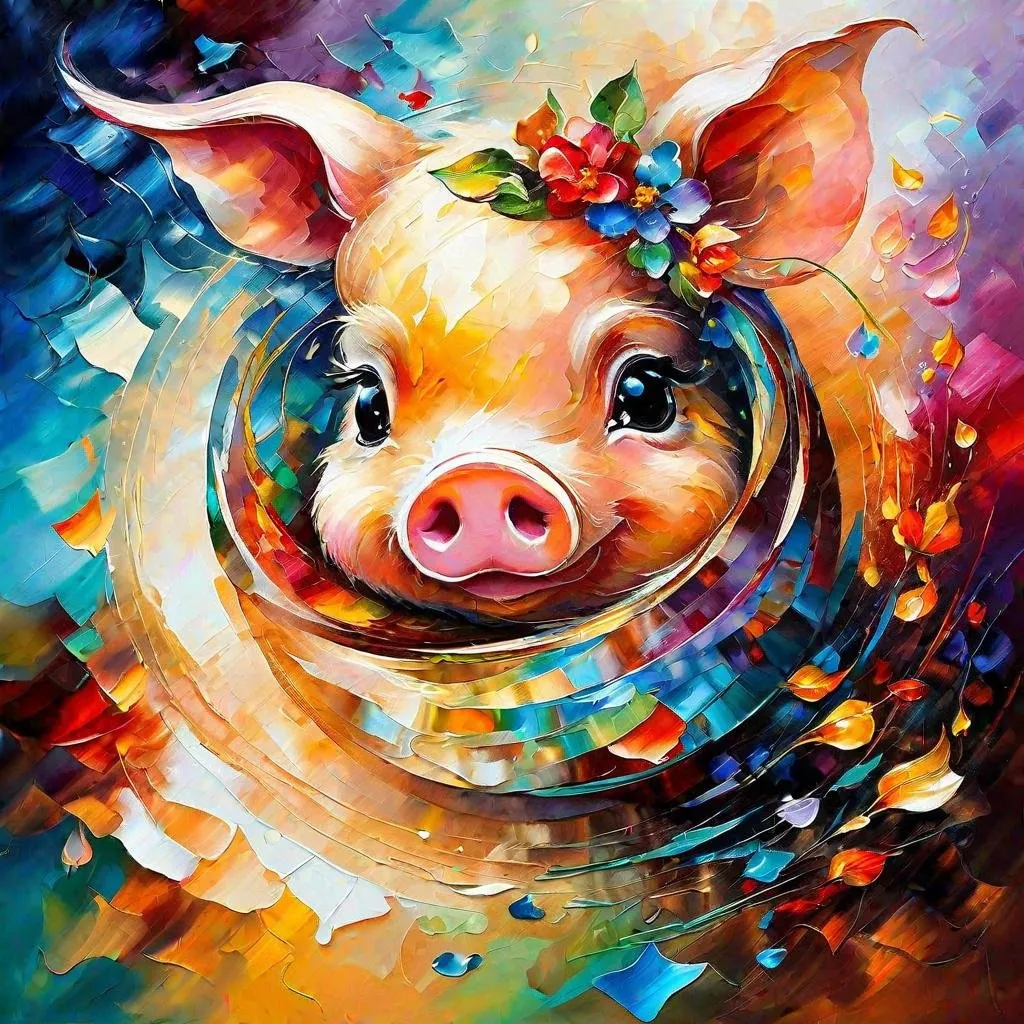 Prompt: Splendid portrait of A baby little pigl! :: breathtaking cover art by Leonid Afremov, Brian Kesinger, Alena Aenami, Erin Hanson, Jean Baptiste Monge, insanely detailed, triadic color