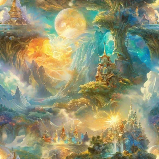 Prompt: elemental of the earth the gnomes (Adorable). Alphonse Mucha,  8k resolution holographic astral cosmic illustration mixed media by Pablo Amaringo  ethereal fantasy hyperdetailed mist Thomas Kinkade surrealism  melting oil on canvas heavenly sunshine beams divine bright soft focus holy in the clouds