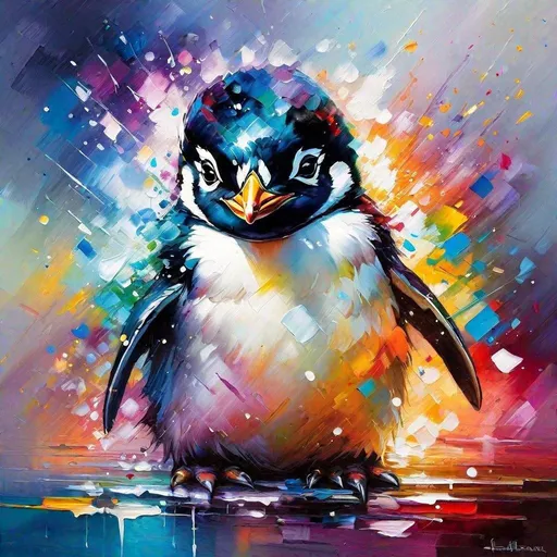 Prompt: Splendid portrait of A baby penguin l! :: breathtaking cover art by Leonid Afremov, Brian Kesinger, Alena Aenami, Erin Hanson, Jean Baptiste Monge, insanely detailed, triadic color
