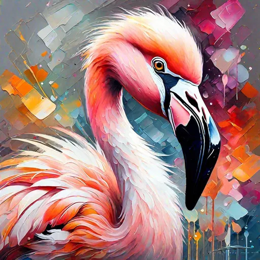 Prompt: Splendid portrait of A baby flamingo  grayish white color l! :: breathtaking cover art by Leonid Afremov, Brian Kesinger, Alena Aenami, Erin Hanson, Jean Baptiste Monge, insanely detailed, triadic color