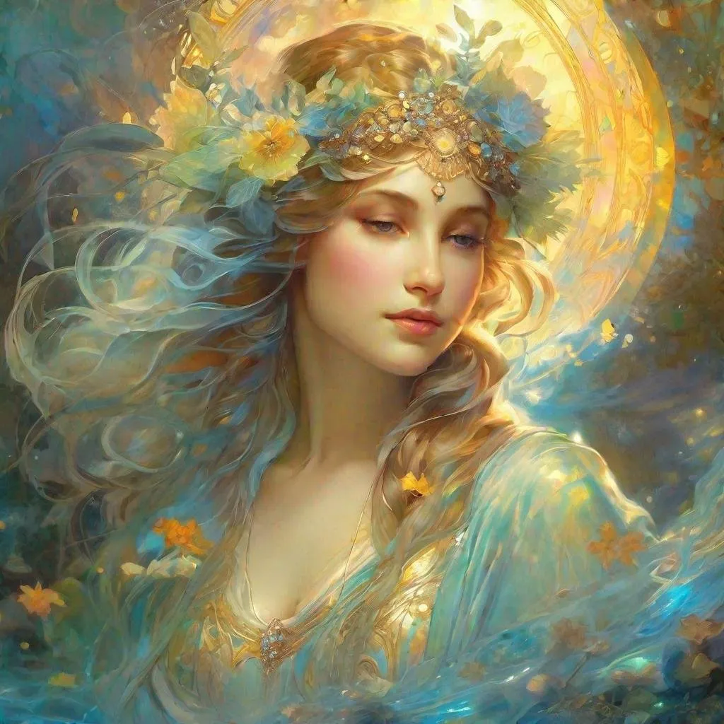 water elemental / undine (Adorable). Alphonse Mucha,...