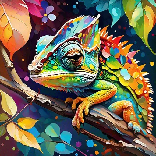 Prompt: Splendid portrait of A baby chameleon l! :: breathtaking cover art by Leonid Afremov, Brian Kesinger, Alena Aenami, Erin Hanson, Jean Baptiste Monge, insanely detailed, triadic color