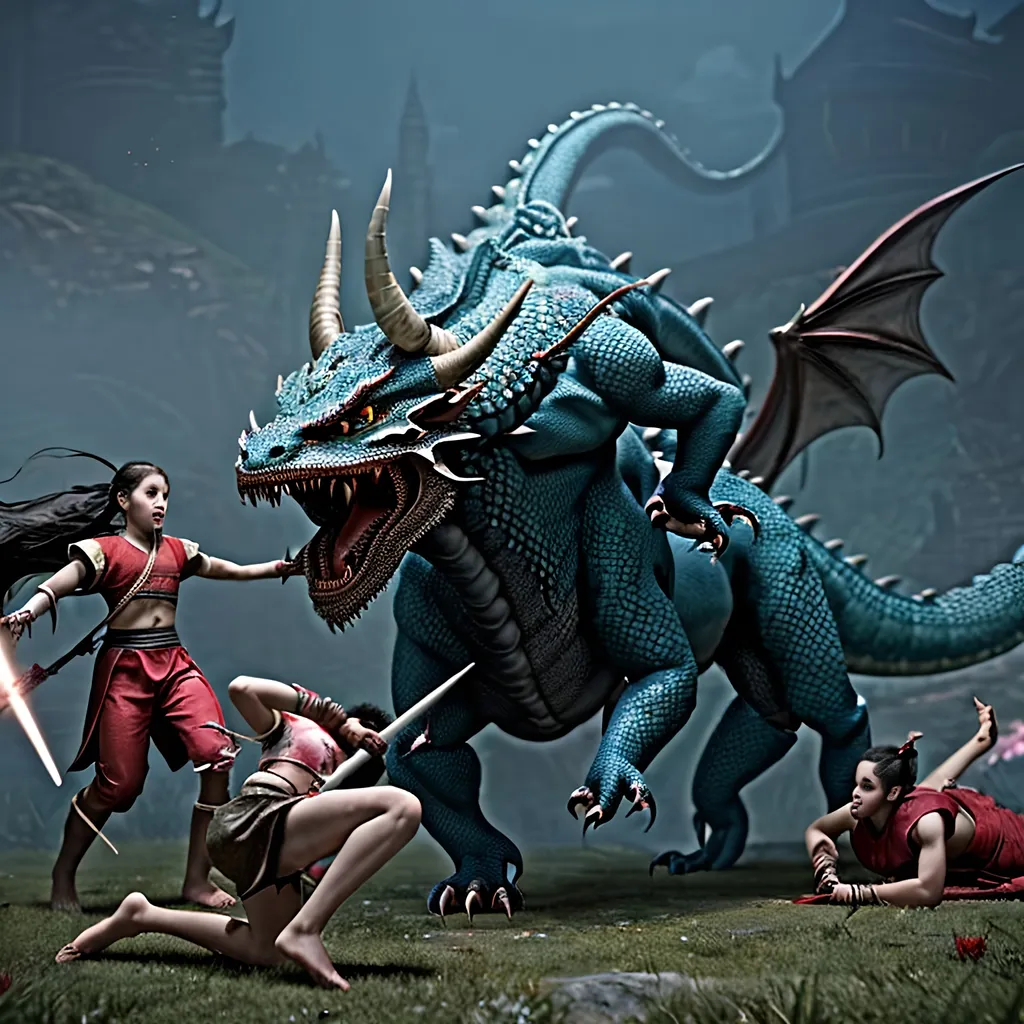 fight-with-bull-sized-dragon-with-ten-large-lances-t-openart