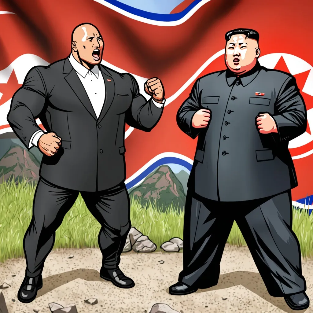 Prompt: The Rock vs Kim Jong Un