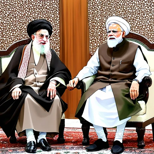 Prompt: Ayatollah Ali Khamenei vs Narendra Modi