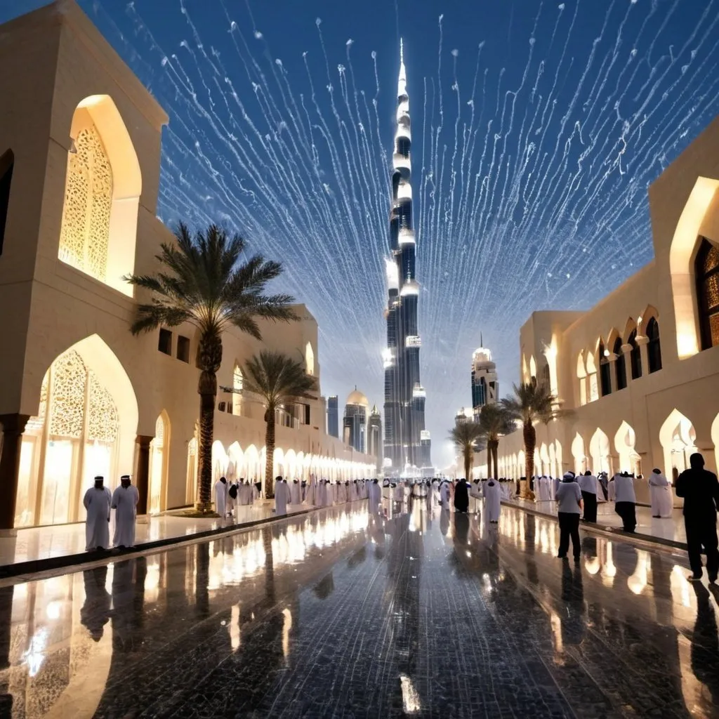 Prompt: Diamonds raining in dubai this eid
