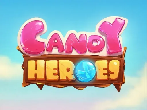 Prompt: a MARMEl logo with the words candy hero on it's side and a blue sky in the background, Carles Delclaux Is, serial art, key art, a screenshot