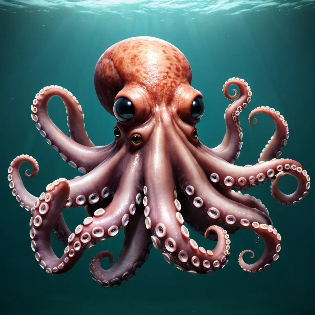 Prompt: I need the pic of a floating octopus with tentacles. The octopus should have the letters VISION on its body
