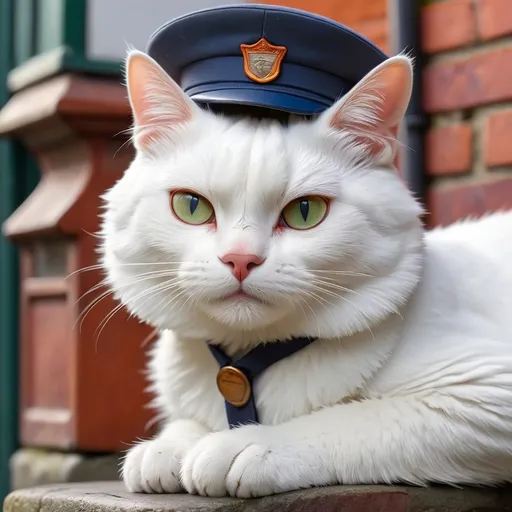 Prompt: postman white cat