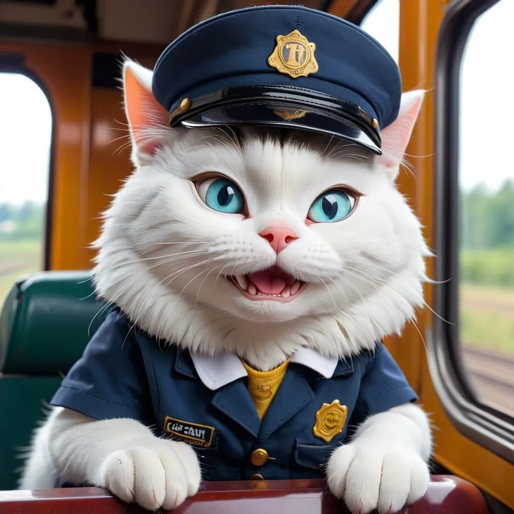 Prompt: train driver cat