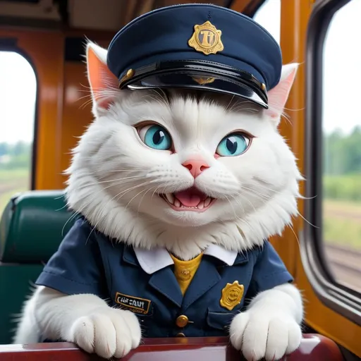 Prompt: train driver cat