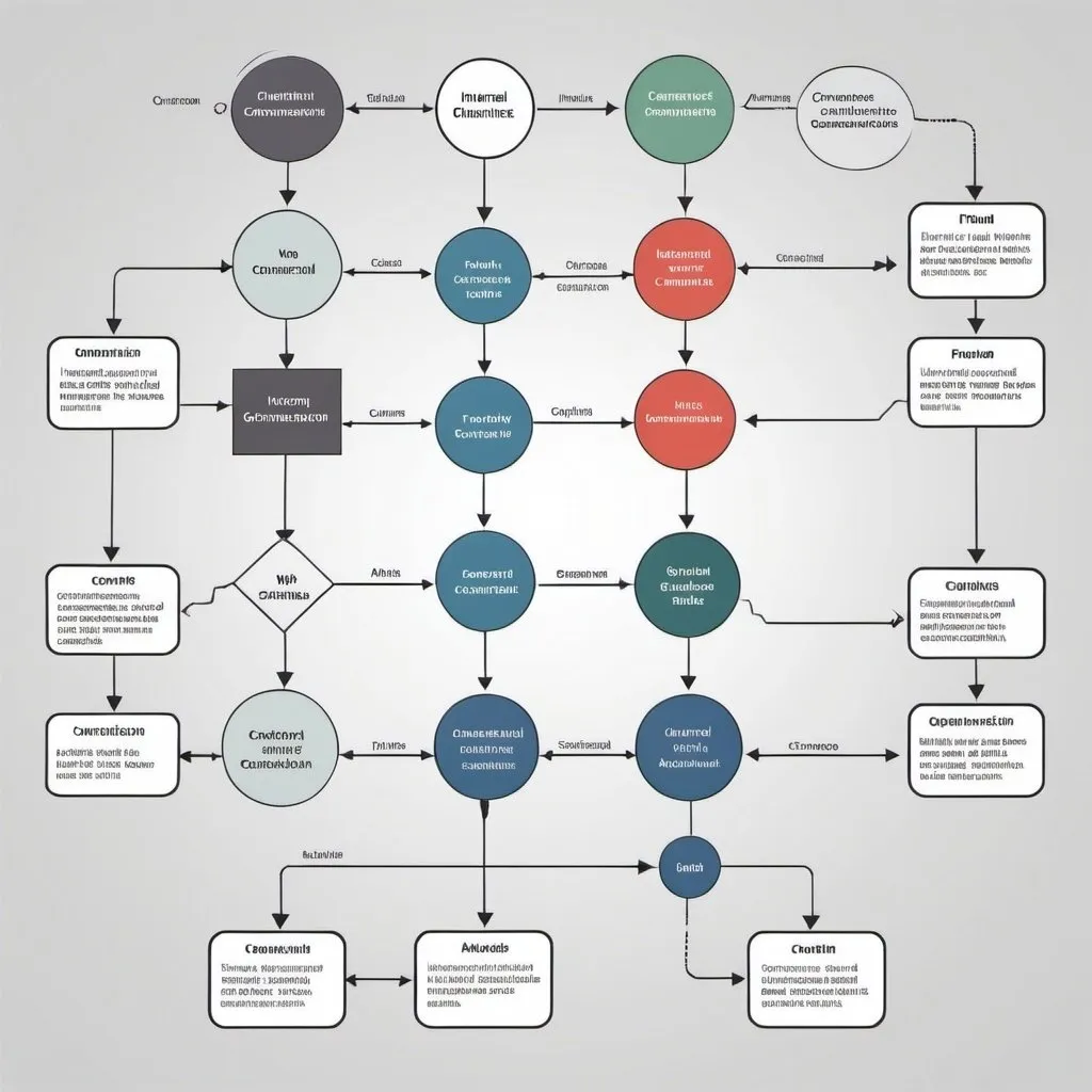 Prompt: Create a flowchart depicting the different internal and external communication channels inside a business organisation and the flow of information.