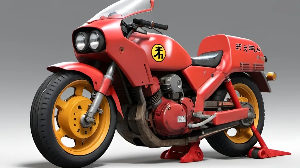 Prompt: 3d render of Shotaro kaneda's motorcycle from akira