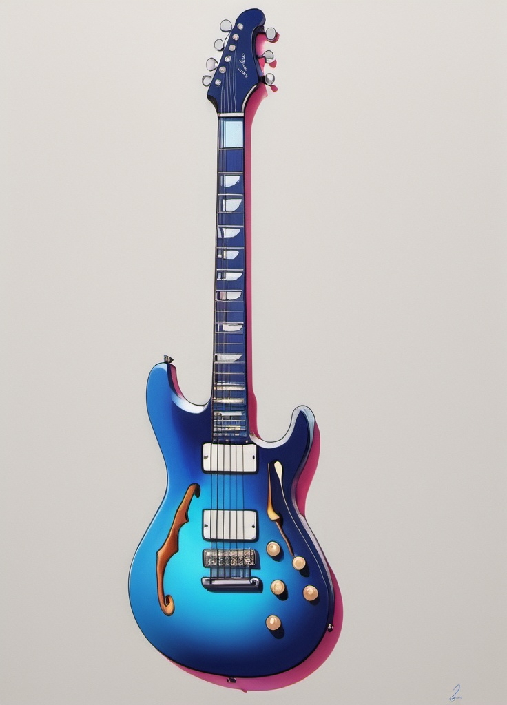 Prompt: A blue electric guitar in a drawing style