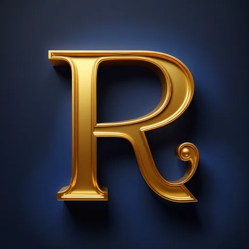 Prompt: Golden letter R in dark blue background