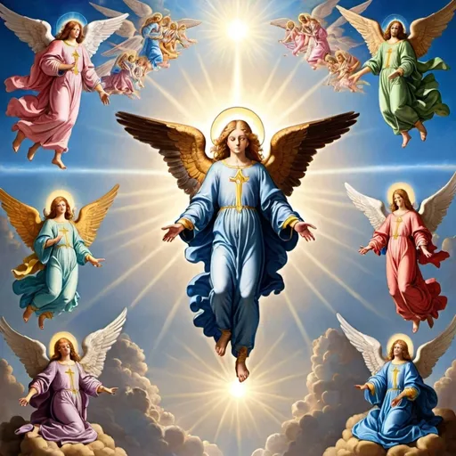 Prompt: 12 archangels looking real from the spiritual realm on earth 