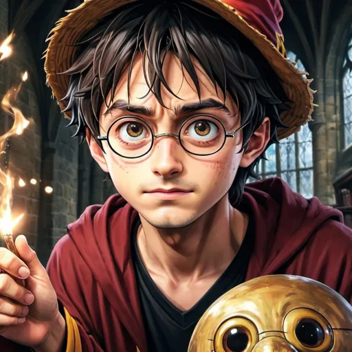 Prompt: Harry potter mixed with Luffy