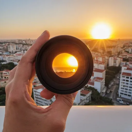 Prompt: faça uma logo com o a foto anexada, com o predio a frente e o sol ao fundo