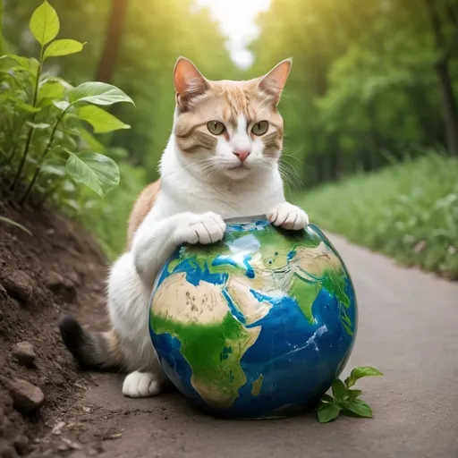Prompt: A cat saving the environment 
