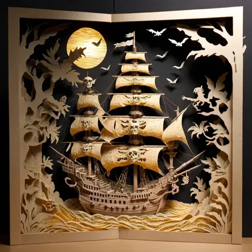 Prompt: pirates, bas relief,