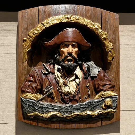 Prompt: pirates, bas relief,