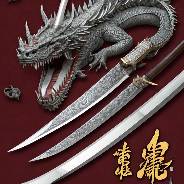 Prompt: Detailed 4k digital illustration of an incredibly sharp Japanese katana, intricately engraved with a fierce dragon, small Vietnamese flag emblem, polished steel blade gleaming, intricate dragon carving with fine details, professional digital art, high resolution, polished steel, detailed dragon engraving, Vietnamese emblem, sharp edge, traditional Japanese design, fierce dragon carving, high-quality digital illustration, detailed craftsmanship