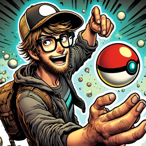 Prompt: <mymodel> man throwing a pokeball