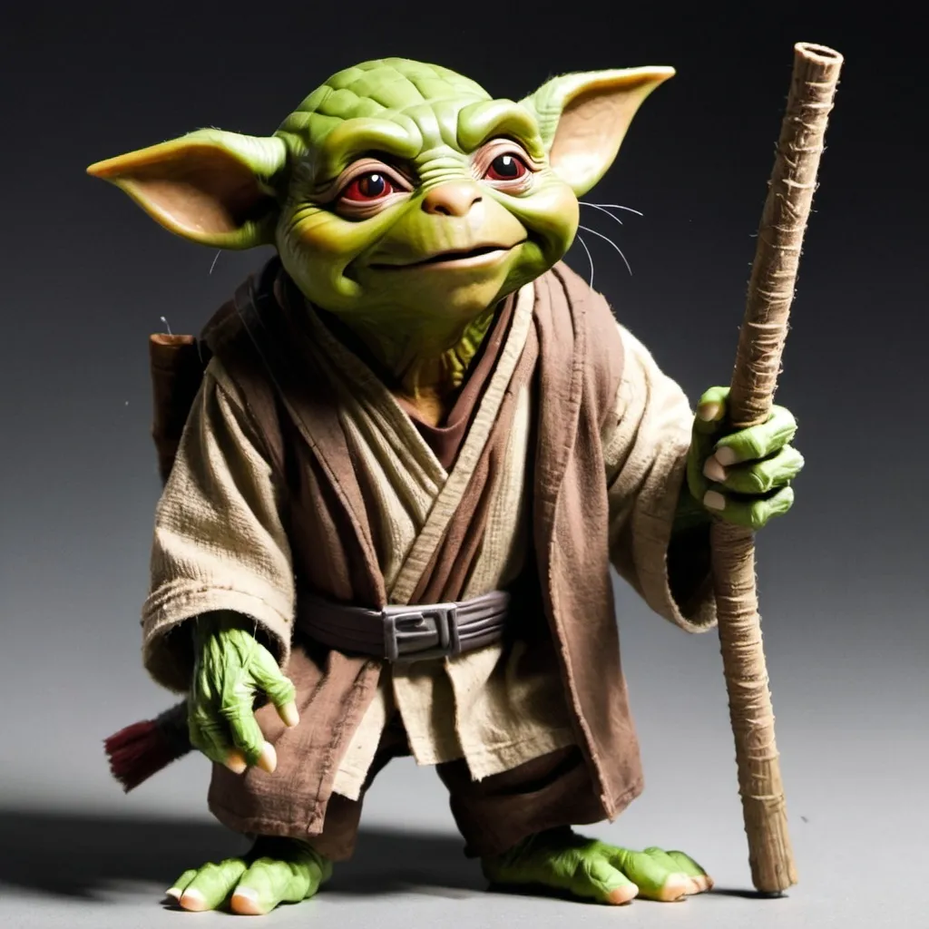 Prompt: Splinter from teenage Mutant ninja turtle and yoda 
 