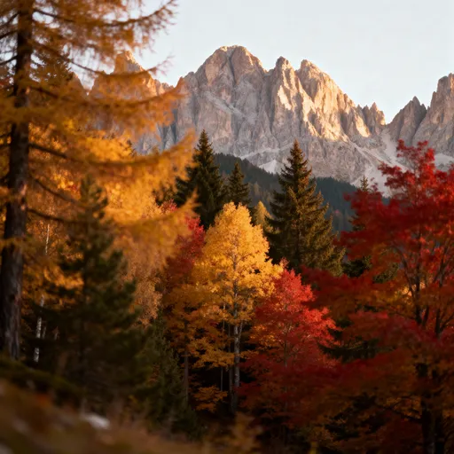 Prompt: high in the mountains
alpine forest, Italian dolomites, autumn 