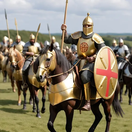 Prompt: RECREATE THE battle of 1066
Gold livery 