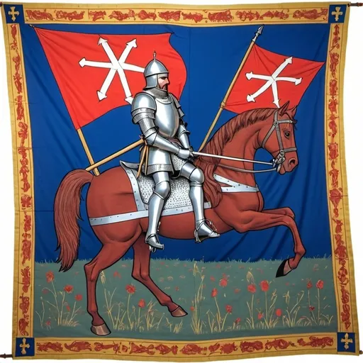 Prompt: RECREATE THE battle of Agincourt blue banners