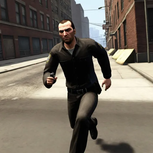 Prompt: A man in gta iv running form the police