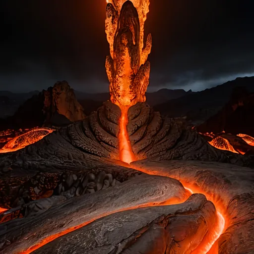 Prompt: Lava elemental Alpine Dachsbracke, hyperrealistic, 380k resolution, hyperdetailed, fiery lava fur, intense gaze, imposing stance, rocky alpine terrain, smoldering volcanic background, vibrant red and orange tones, professional lighting, realistic 3D rendering, high quality, detailed eyes, elemental power, majestic presence, dynamic composition