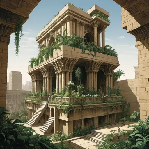 Prompt: punk hanging gardens of babylon