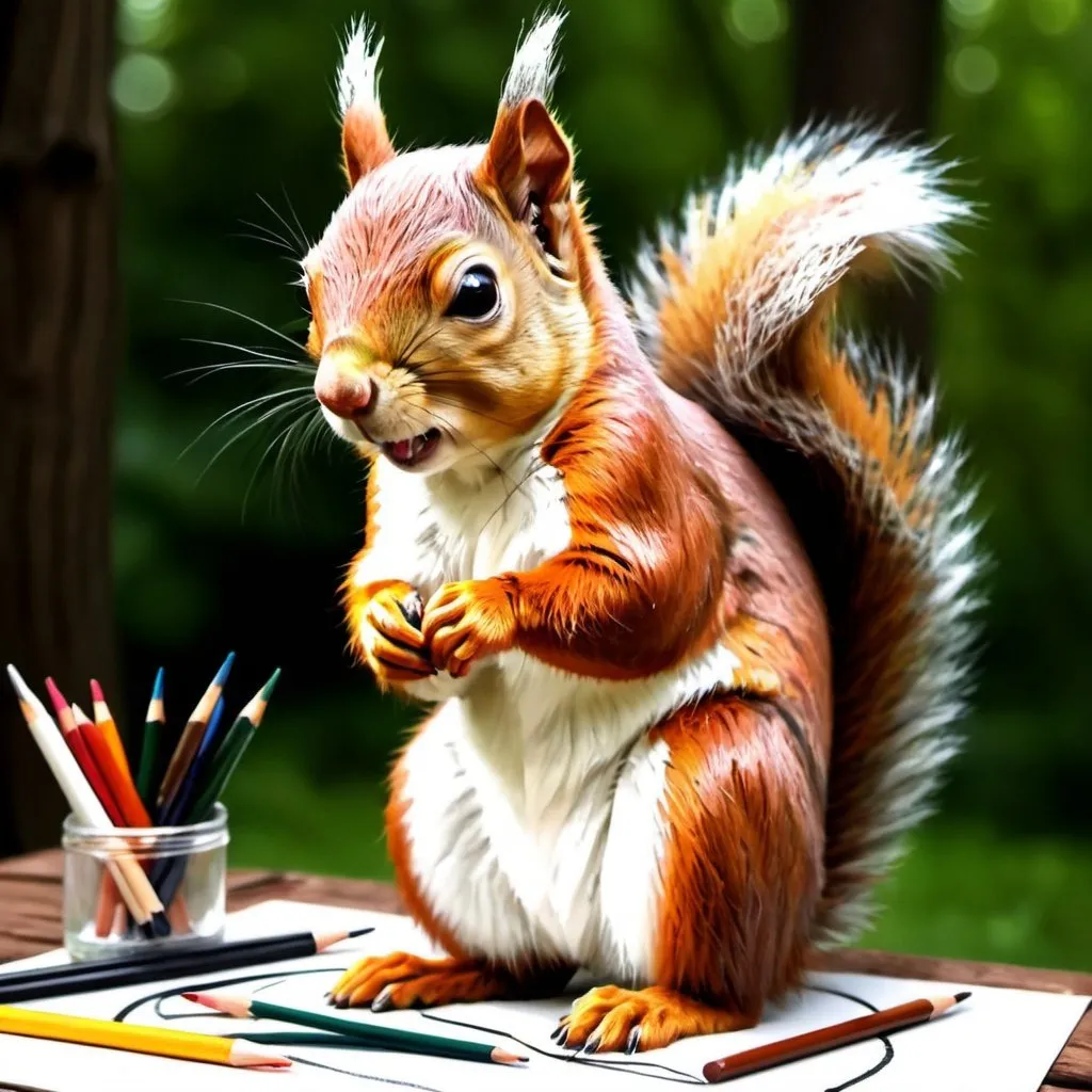 Prompt: Draw me squirrel coloring picture in style of latvian painter Margarita Stāraste