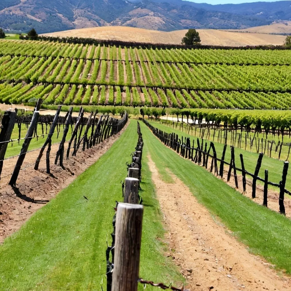 Prompt: vineyard , wetty mud, fence