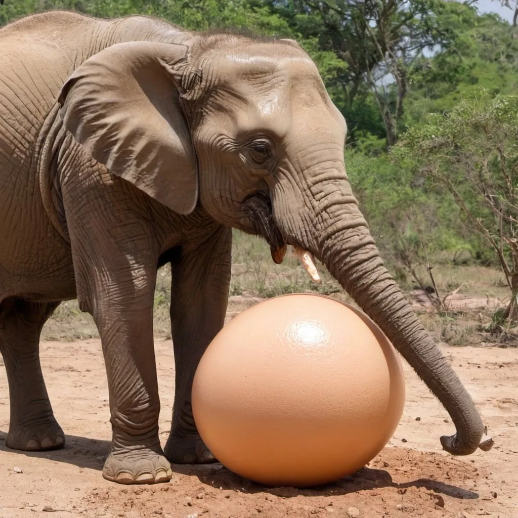 Prompt: Elephant laying egg