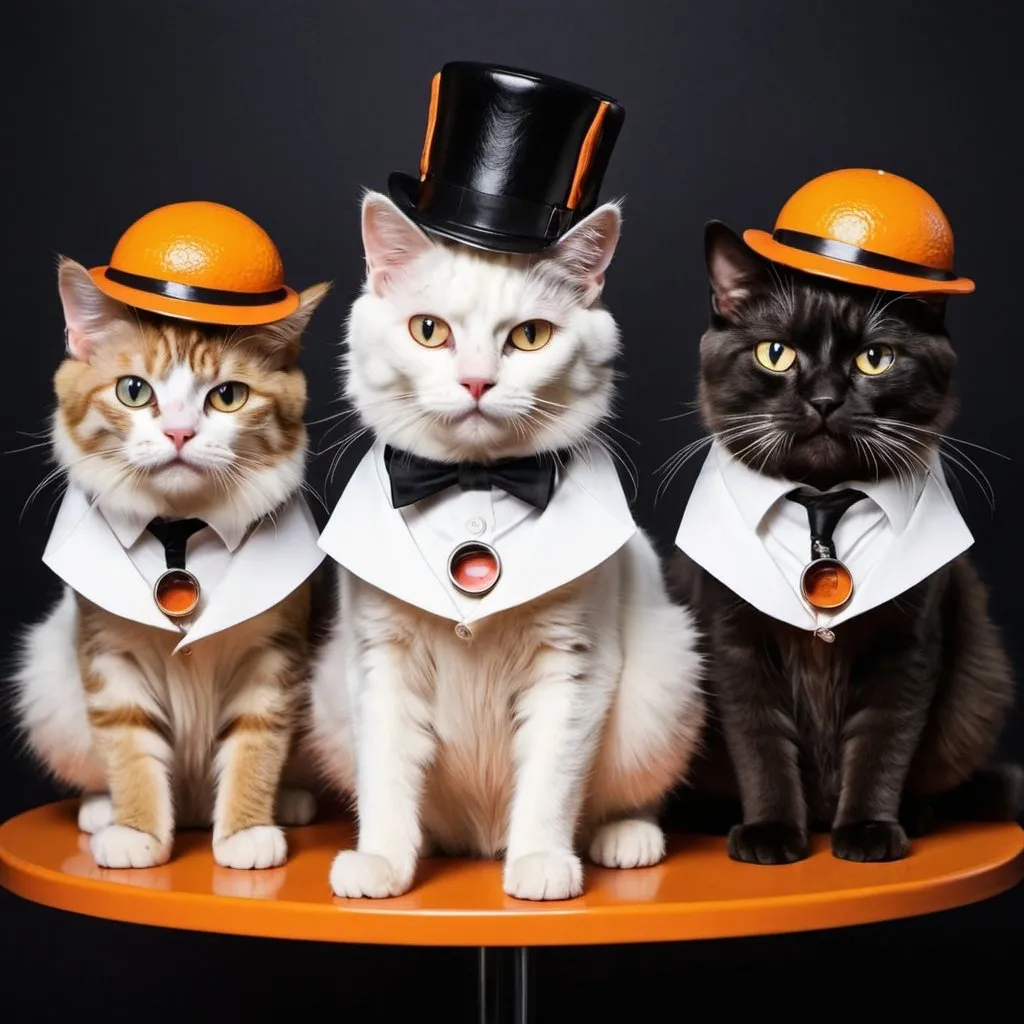 Prompt: ‘cats as if they starred in the movie “a clockwork orange’