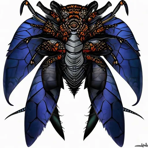 Prompt: A fusion between all arthropods into one singular being with qualities of all of them combined, insect wings, sharp mandibles, realistic, scary, gross, dark