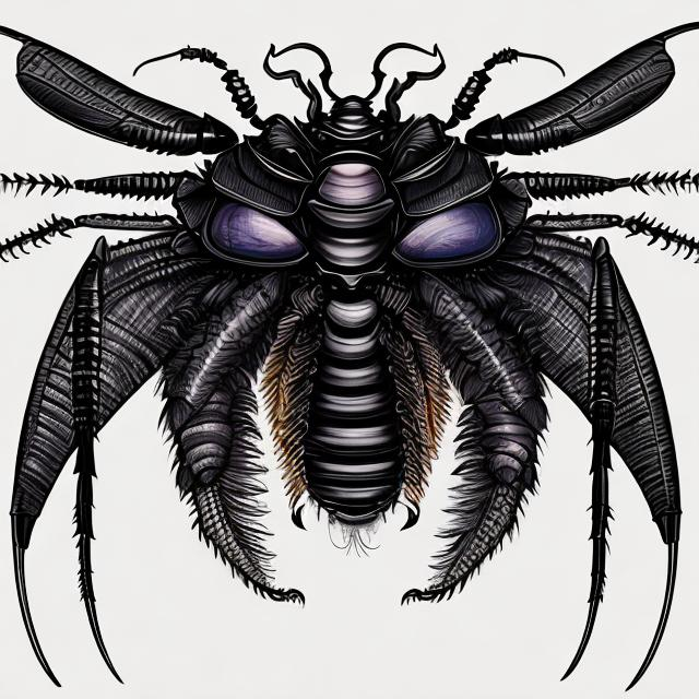 Prompt: A fusion between all arthropods into one singular being with qualities of all of them combined, insect wings, sharp mandibles, realistic, scary, gross, dark